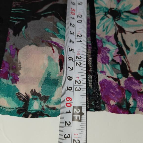 NY Collection Womens Medium Sheer Blouse Floral Mesh Button Up Top Bloomcore - Picture 5 of 8